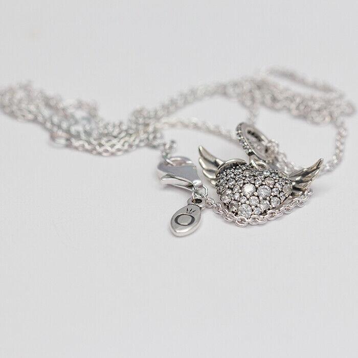 Pandora Necklace with pendant Pavé Heart & Angel Wings pendant 398505C02-45  - watchesonline.com