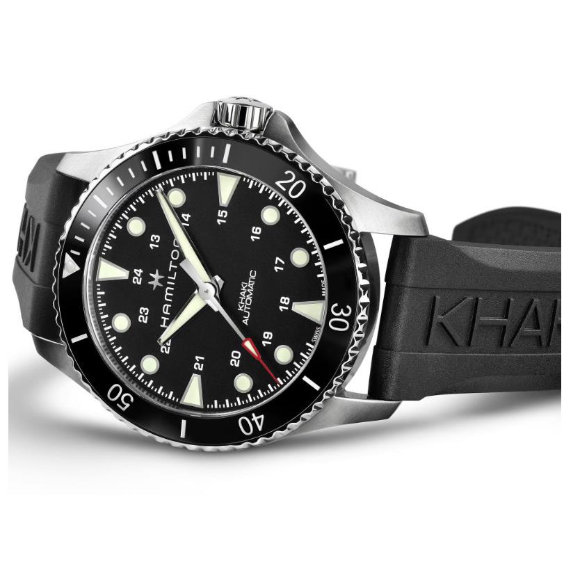 Hamilton Khaki Navy Scuba Auto Black Dial Men`s Watch H82515330 - Dial: Black, Band: Black, Bezel: Black