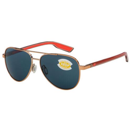 Costa Del Mar Peli Sunglasses 6S4002-1657 Rose Gold Gray Polarized 580P Lens
