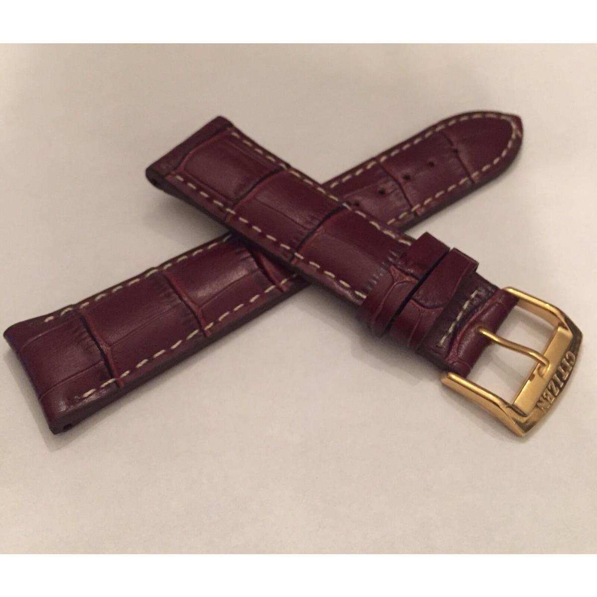 Citizen Men`s Brown Leather Band Gold Buckle 24MM Band