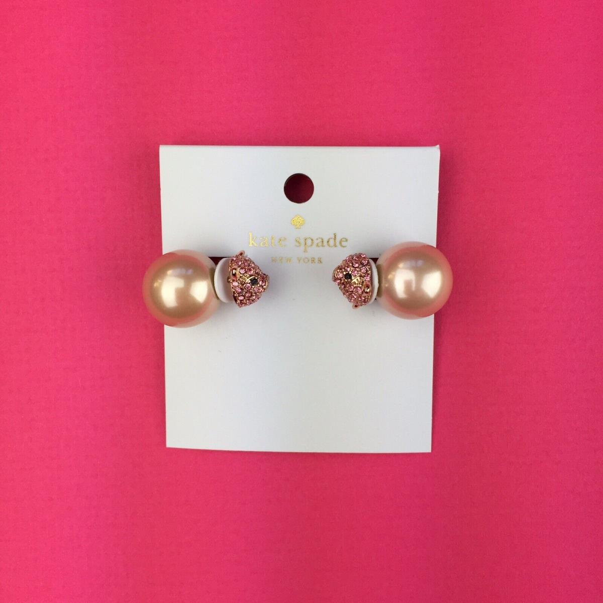 Kate Spade Imagination Pave Pig Reversible Earrings Pearl Pink Rose Gold