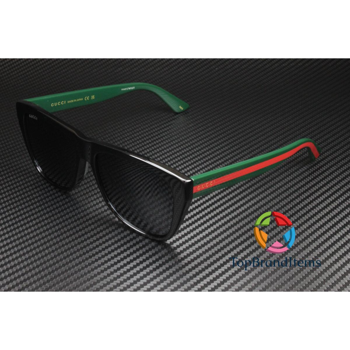 Gucci GG0926S 001 Squared Black Shiny Solid Grey 57 mm Men`s Sunglasses - Frame: Black, Lens: Gray