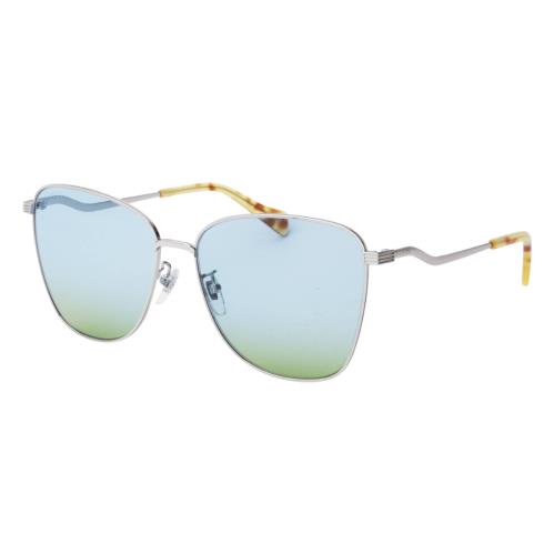 Gucci Women`s Yellow Tortoise Silver / Light Blue to Green Gradient Sunglasses