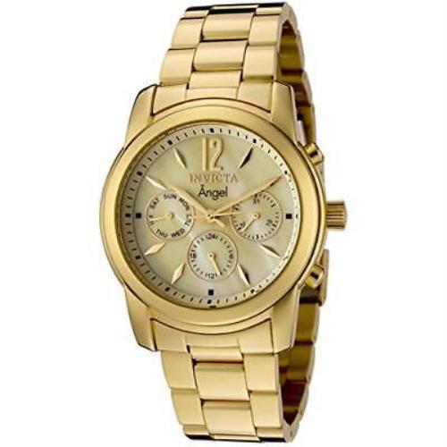 Invicta 0466 Angel Mother of Pearl Dial Gold Plated Chronograph Women`s Watch