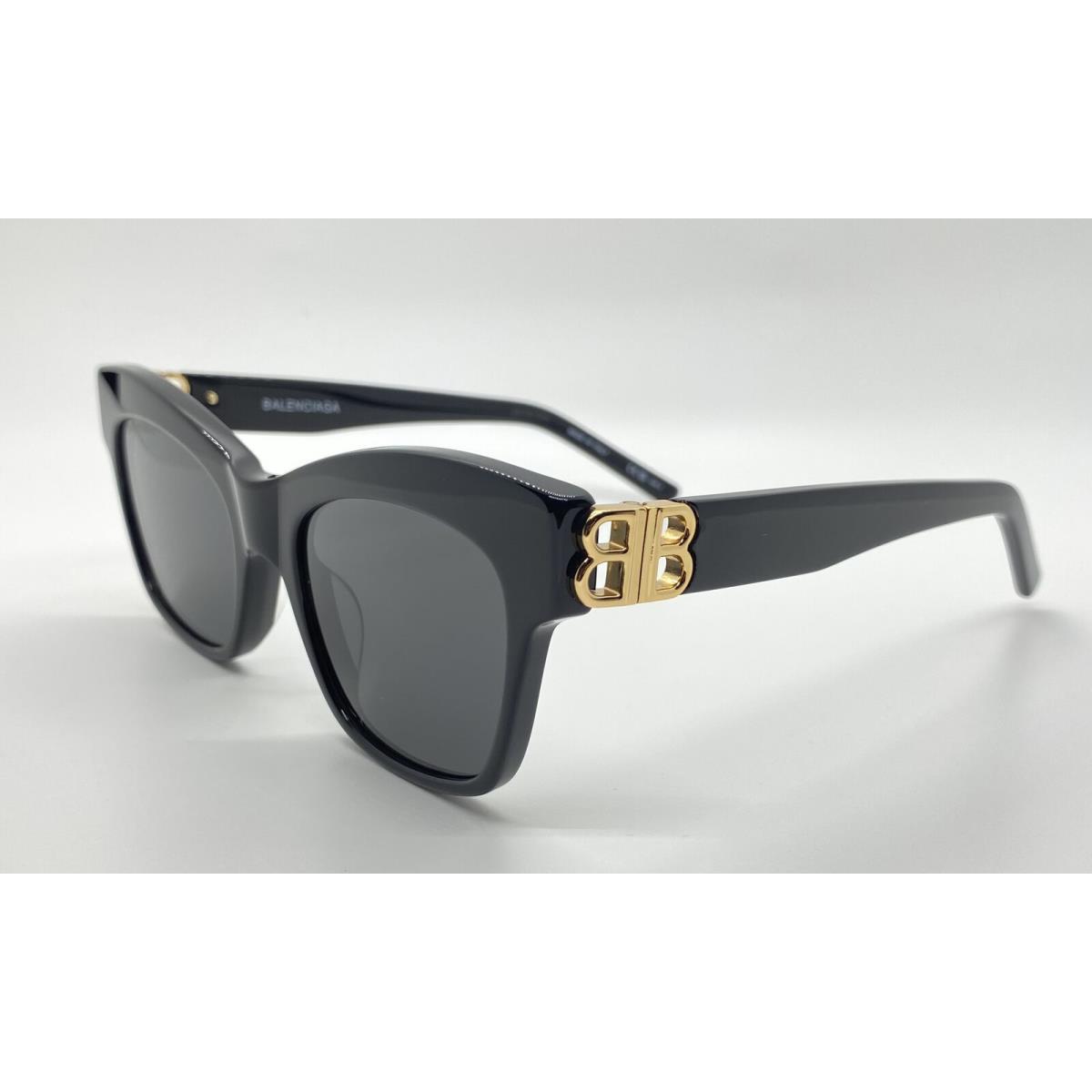 Balenciaga BB0132S 001 Black Gold 51-21-155mm Women`s Sunglasses Made In Italy