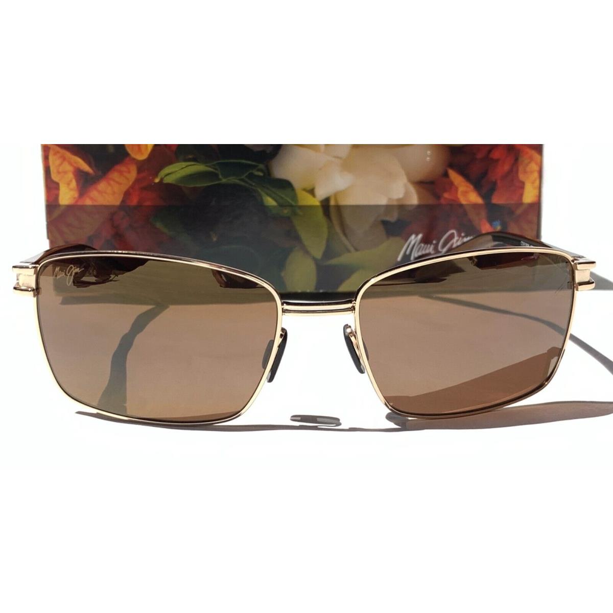 Maui Jim Cove Park Gold Black Sunglasses Polarized Brown Glass Lens H531-16