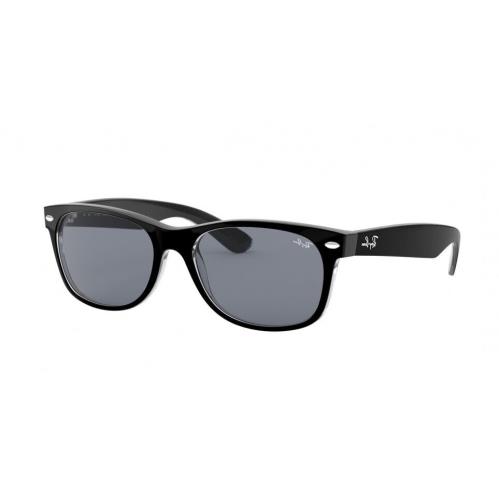 Ray Ban Wayfarer Unisex RB2132 6398Y5 Black Frame Blue Shades Sunglasses - Frame: Black, Lens: Blue