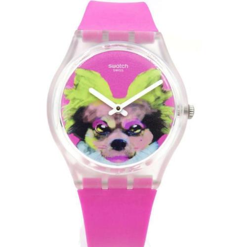 Swiss Swatch Originals Pinkapippa Hot Pink Silicone Watch 34mm GE267