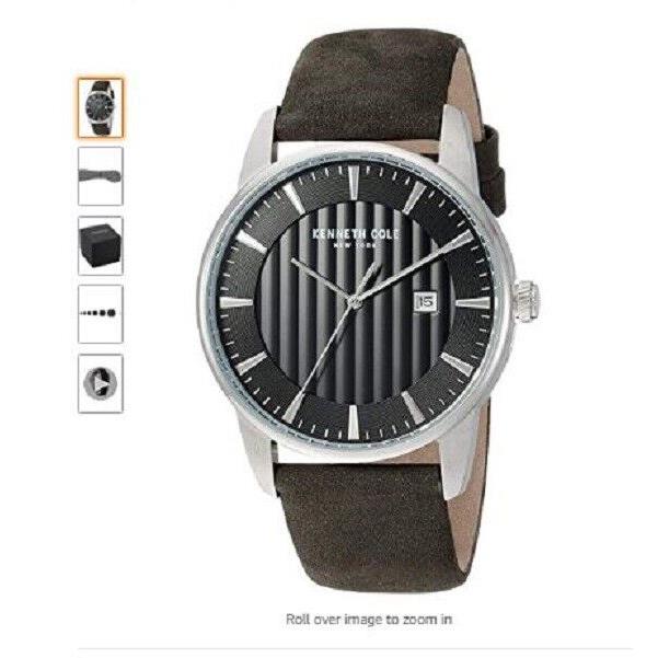Kenneth Cole York Men`s Quartz Stainless Steel Case Leather Strap Casual Wat