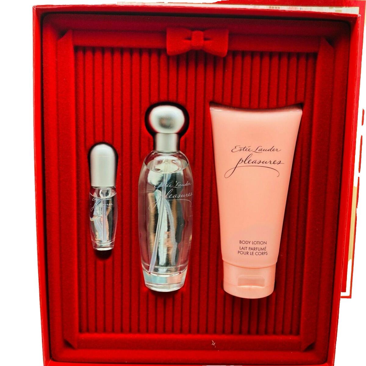 Pleasures by Estee Lauder Perfume 3pc Set: 1.7oz Edp + 2.5 oz Lotion + 0.14 Mini