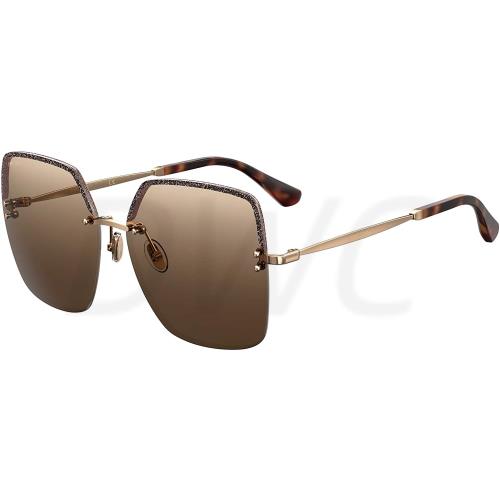 Jimmy Choo Jch Tavi 001Q 60-15-145 Gold Brown Woman Sunglasses - Gold Brown Frame, Brown Gradient Lens