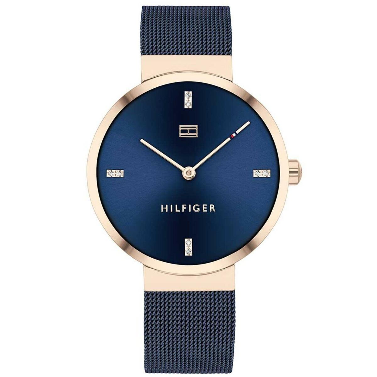 Tommy Hilfiger Blue Tone Mesh Band Rose Gold Tone Case Women s Watch - 1782219