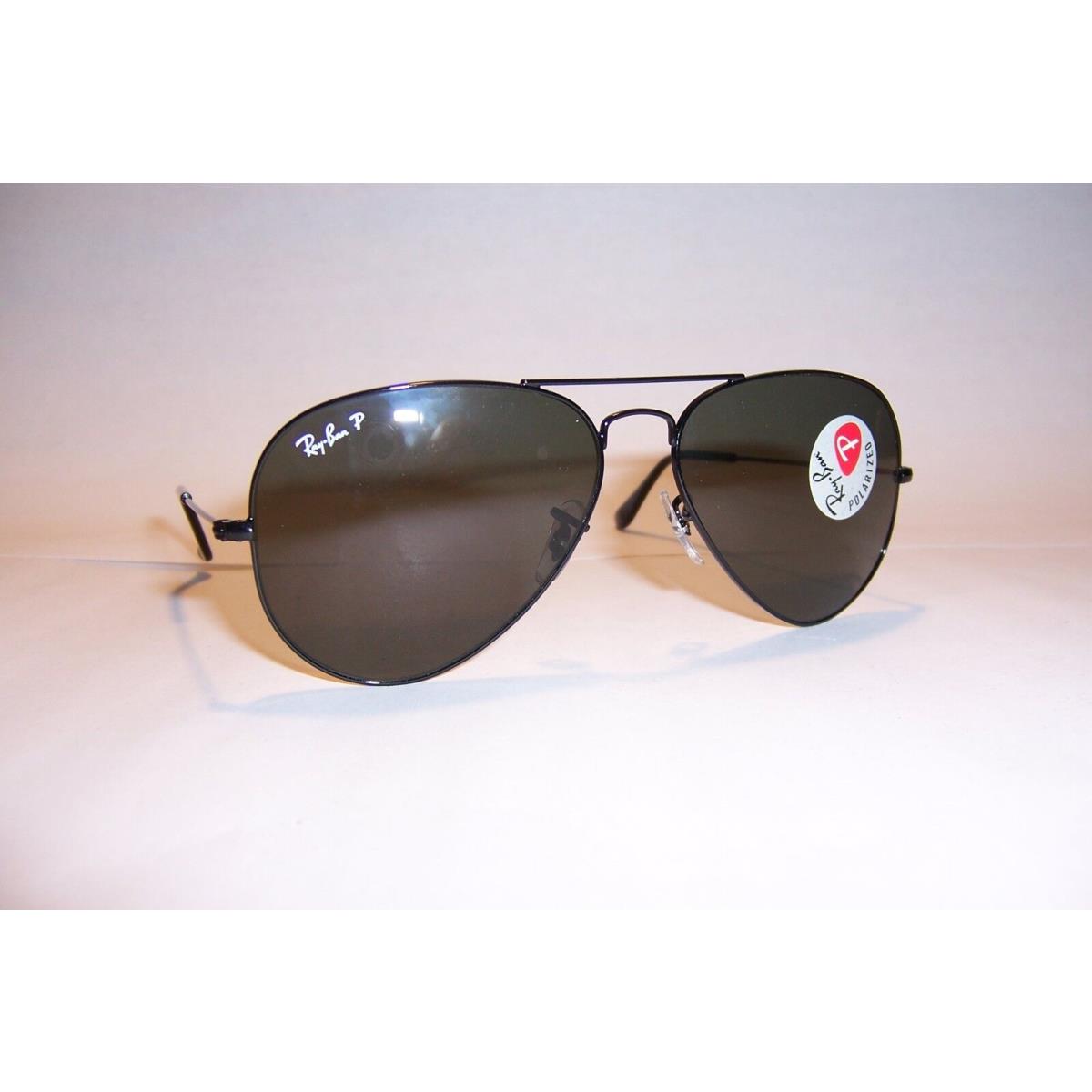 Ray Ban Aviator Sunglasses 3025 002/58 Black/green Polarized 58mm