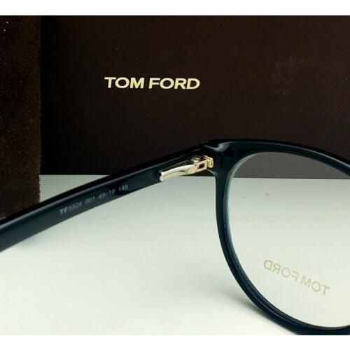 Classic Tom Ford Eyeglasses TF 5524 001 49-19 145 Shiny Black Round Frames  | 023647458379 - Tom Ford eyeglasses - Black Frame, Clear Demo with print  Lens | Fash Direct