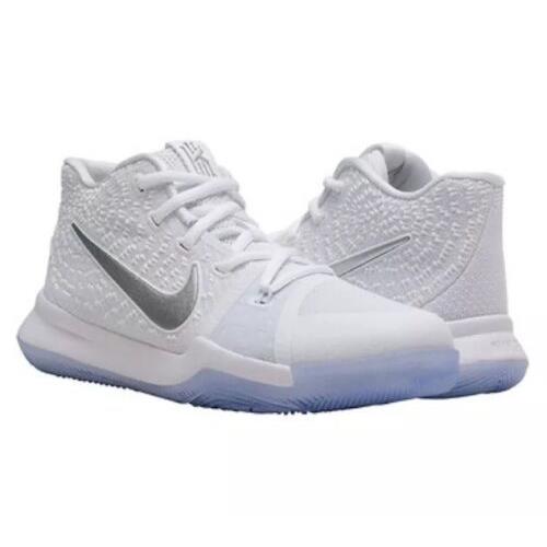 Nike Kyrie Irving 3 PS Kids Sizes White/silver Basketball Shoes 869985 103 - White
