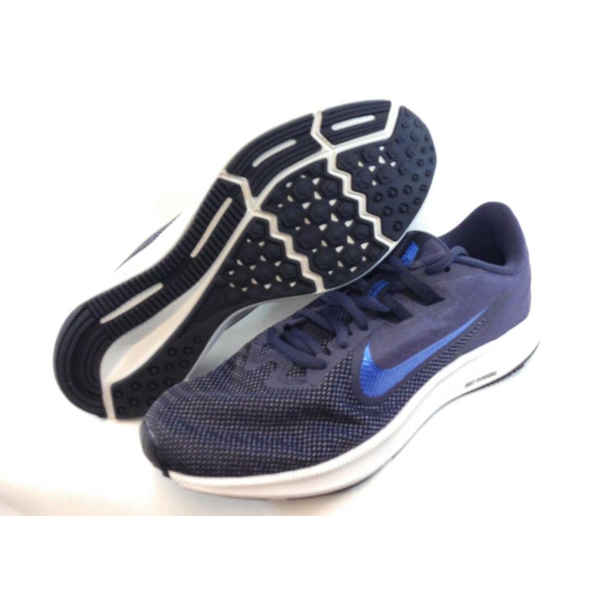 Mens Nike Downshifter 9 AQ7481 011 Navy Blue White Sneakers Shoes - Blue, Manufacturer: Gridiron Blue