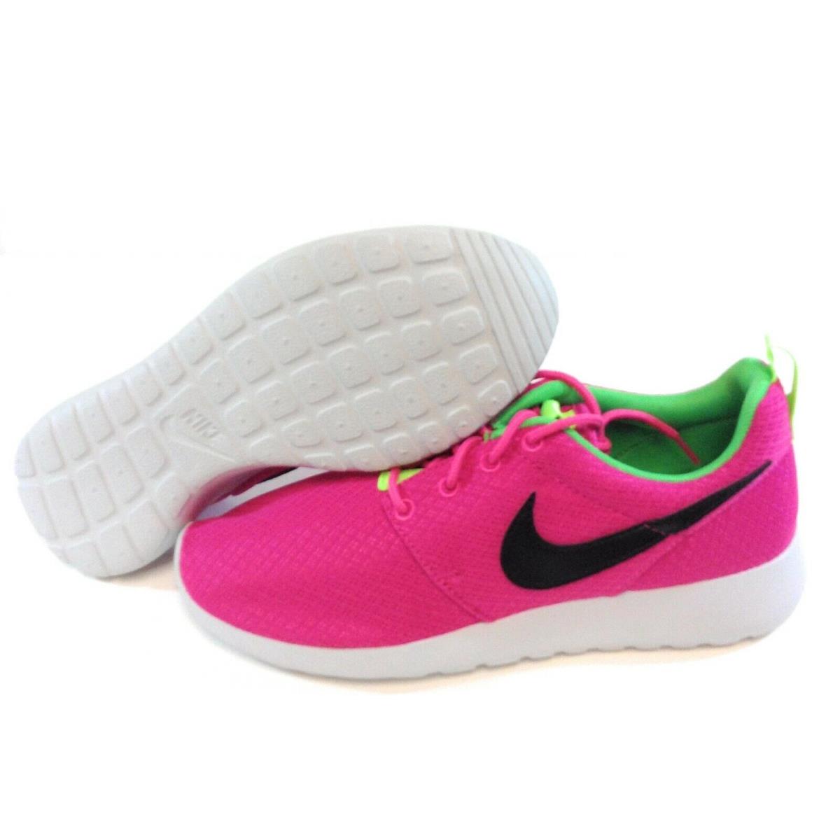 Girls Kids Youth Nike Rosherun 599729 607 Hot Pink Green Spark Sneakers Shoes - Pink