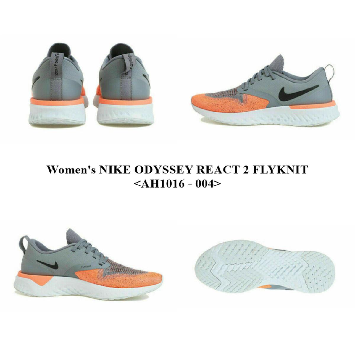 Women`s Nike Odyssey React 2 Flyknit AH1016 - 004 Running/casual Shoes.nwbox - COOL GREY / BLACK-BRIGHT MANGO