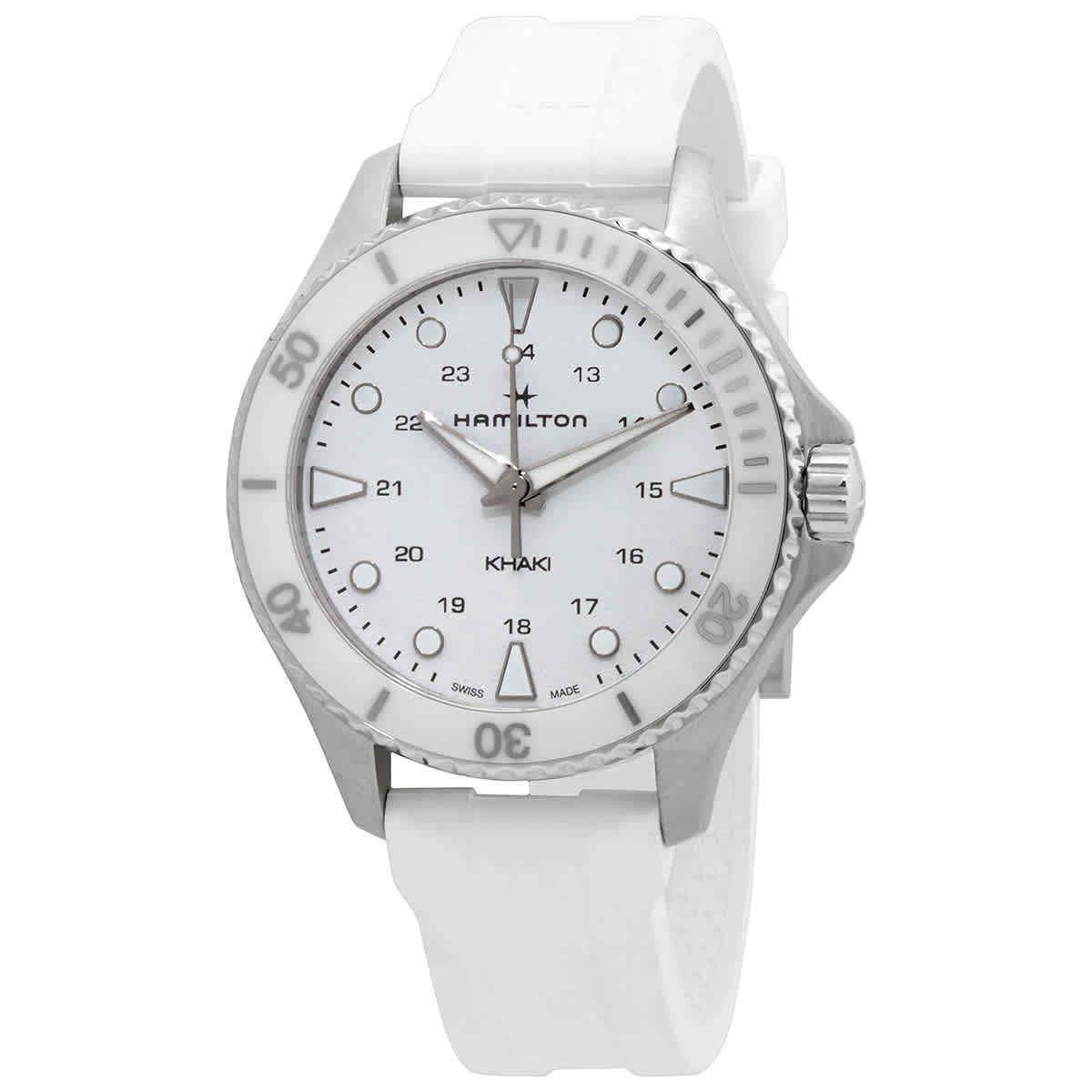 Hamilton Khaki Navy Scuba Quartz White Dial Unisex Watch H82221310 - Dial: White, Band: White, Bezel: White