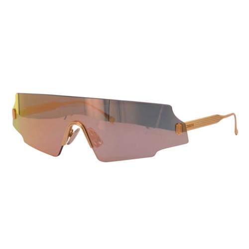 Fendi FF 0440/S 0000J Sunglasses Rose Gold Frame Grey Pink Mirrored Lenses 99 mm - Gold Frame, Gray Lens