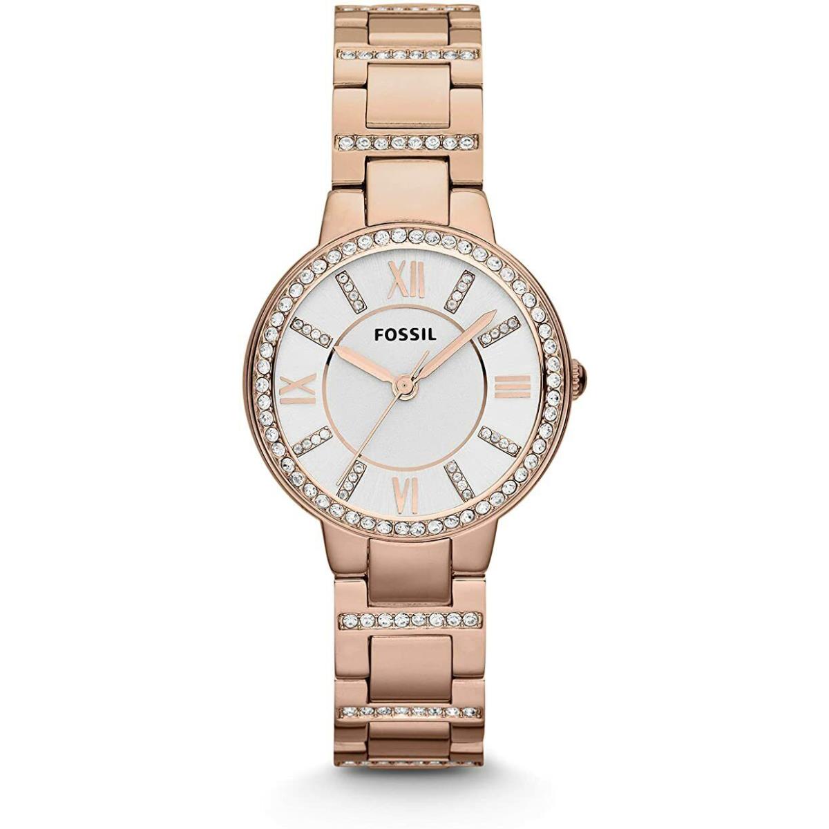 Fossil Women`s Virginia Rose-tone Stainless Steel Watch ES3284 - Dial: Rose, Bezel: Rose