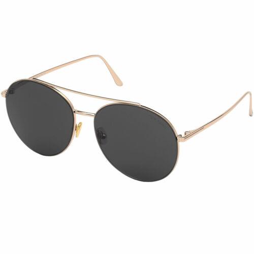 Tom Ford Women`s Sunglasses Cleo Shiny Rose Gold Frame Smoke Lens FT0757 5928A