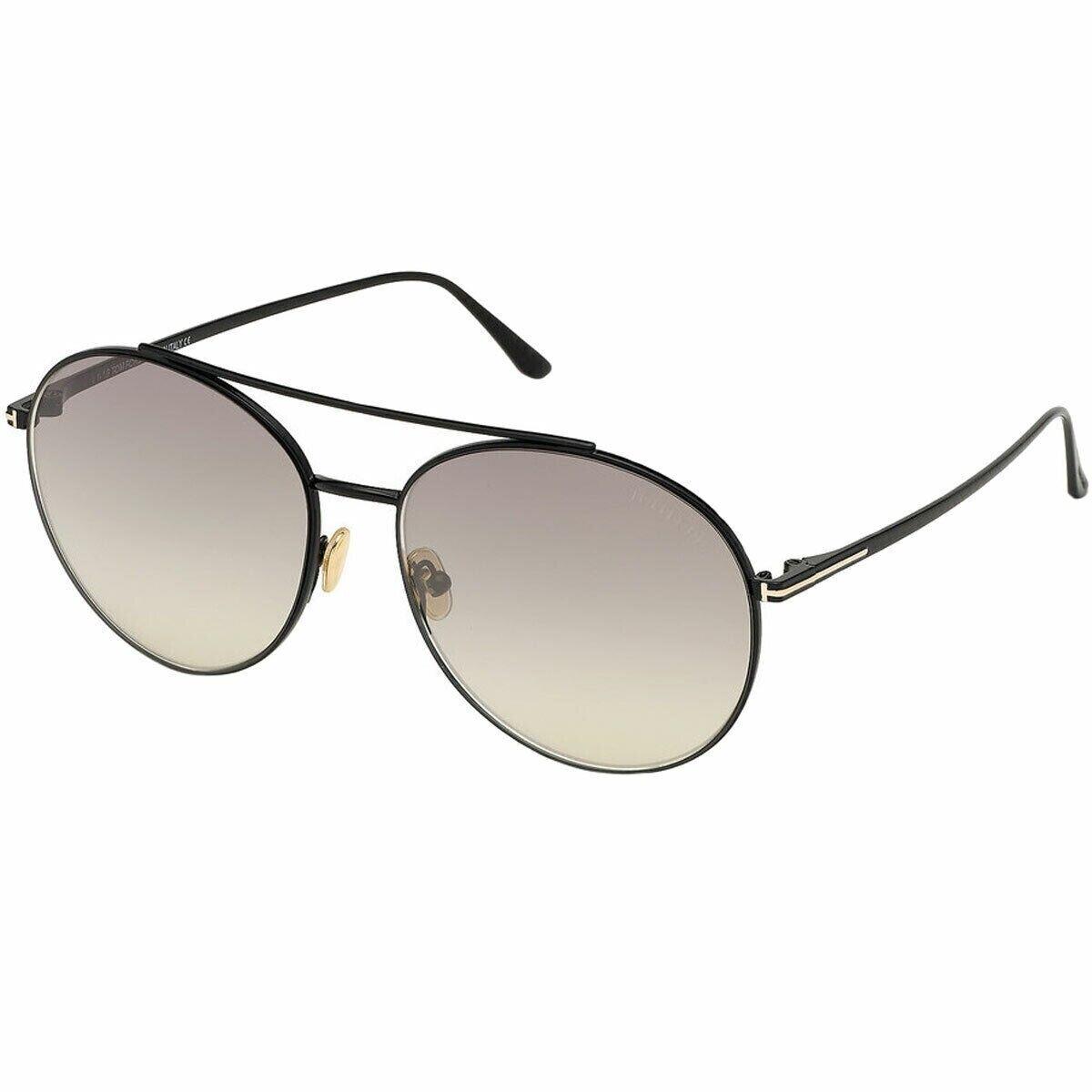Tom Ford Women`s Sunglasses Cleo Black Metal Frame Gray Mirror Lens FT0757 5901C - Shiny Black Frame, Gray Lens