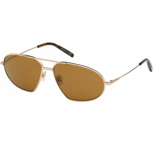 Tom Ford Men`s Sunglasses Bradford Shiny Rose Gold Frame Brown Lens FT0771 6128E