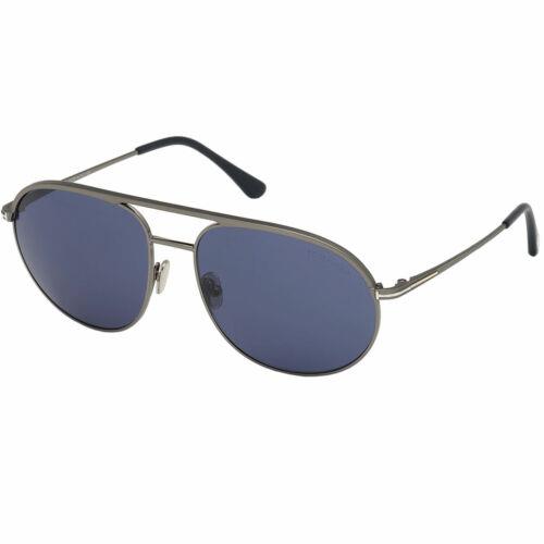 Tom Ford Men`s Sunglasses Gio Dark Grey Frame Blue Mirrored Lens FT0772 6113V - Dark Grey Frame, Blue Lens