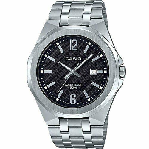 Casio Mens` Standard Analog Silver Stainless Steel Strap Watch MTP-E158D-1A