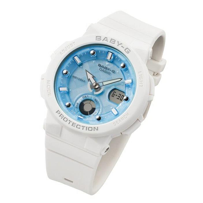 Casio Baby-g Beach Traveler Neon Illuminator Beach Sand White Watch BGA-250-7A1