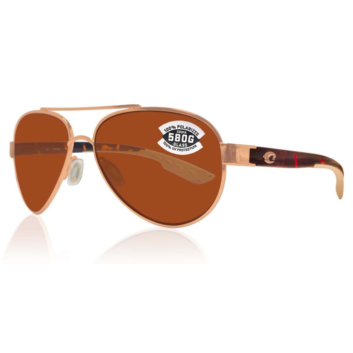 Costa Del Mar Loreto Rose Gold Tortoise Frame Copper 580 Glass Lens LR 64 Ocglp