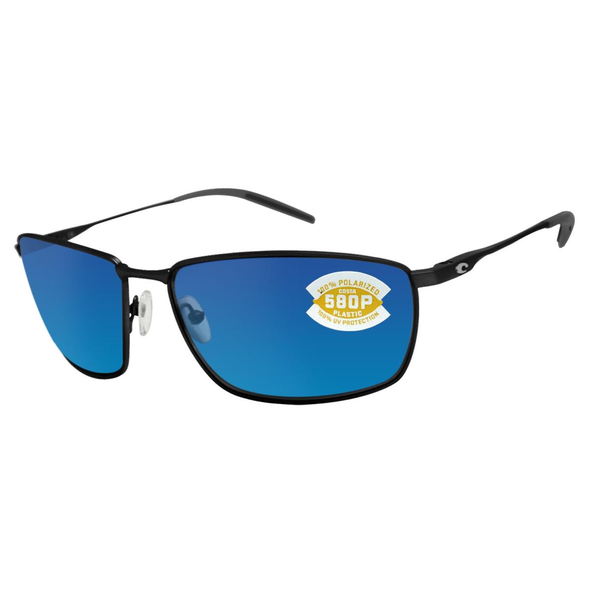 Costa Del Mar Turret Matte Black Frame Blue Mirror 580P Plastic Polarized Lens