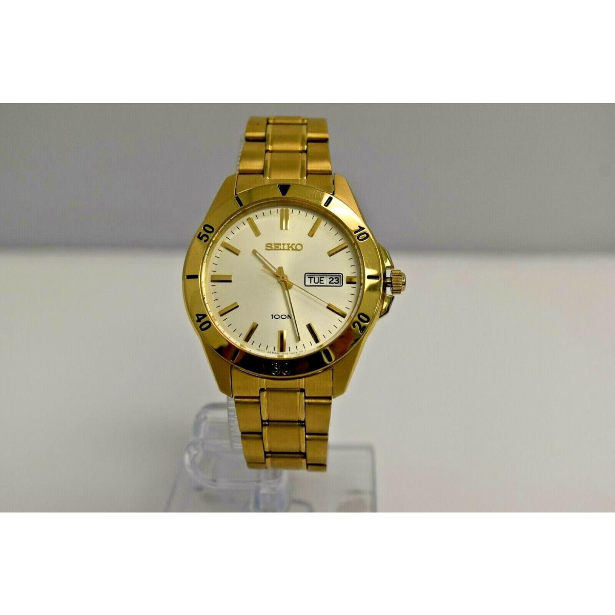 Seiko Men`s Yellow Gold IP SS White Dial SGGA84P1 Watch