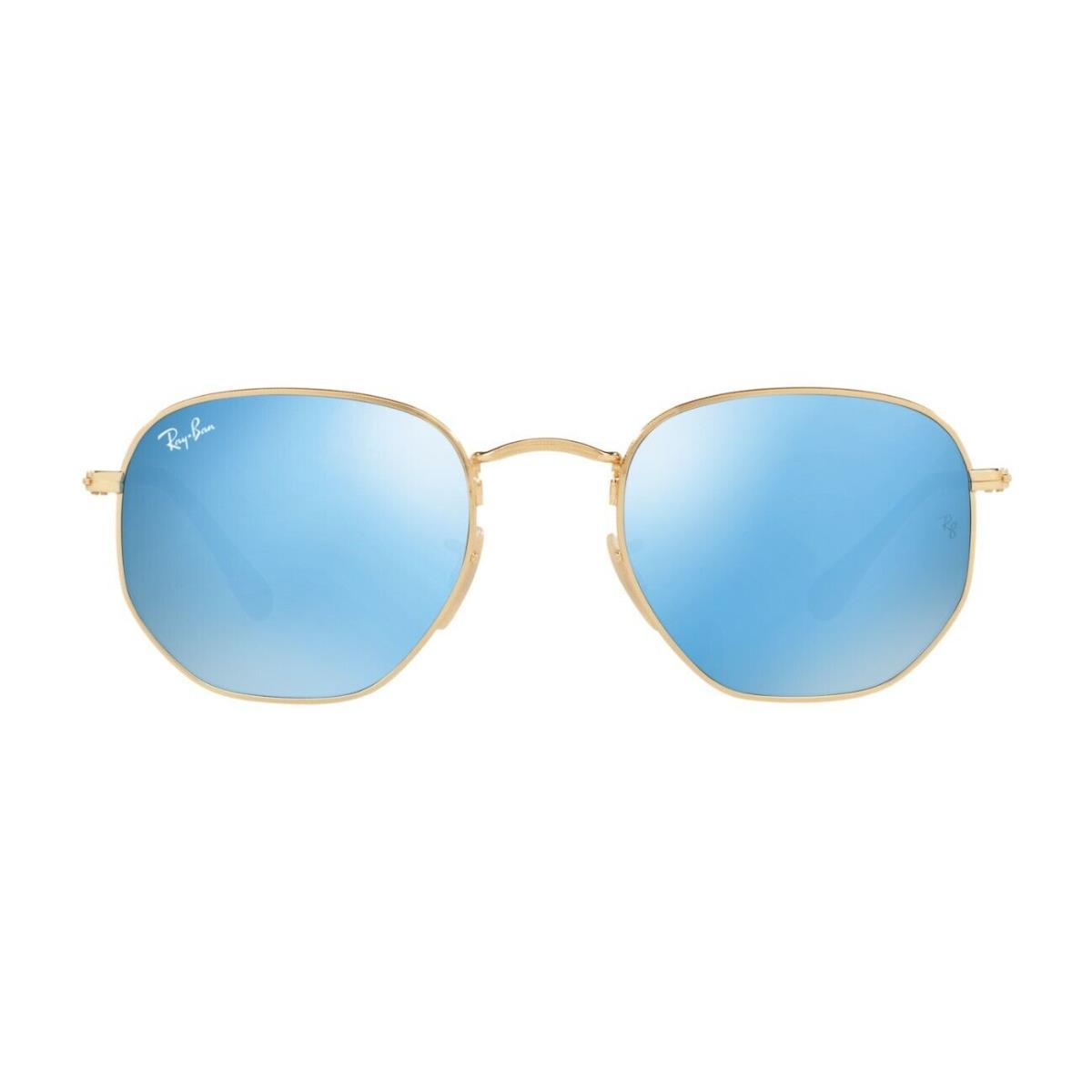 Ray-ban Hexagonal Metal RB 3548N Gold/blue Flash 001/9O Sunglasses - Frame: Gold, Lens: Blue Flash