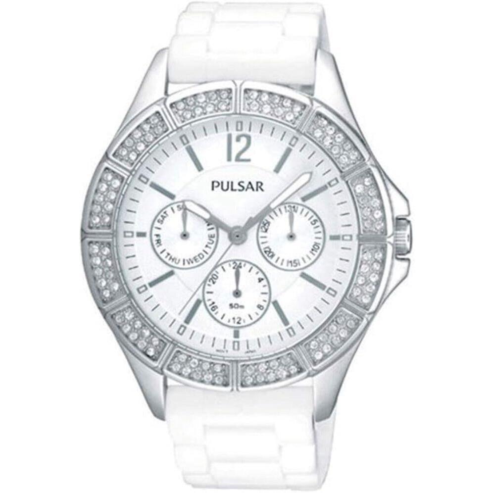 Pulsar by Seiko Multifunction White Silicone Women`s Watch PYR049 - Band: White