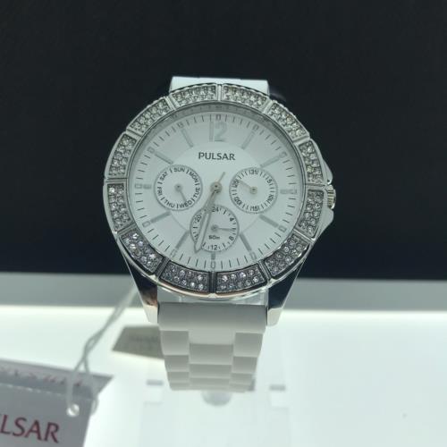 Pulsar Multifunction Crystals White Dial Women`s Watch PYR049