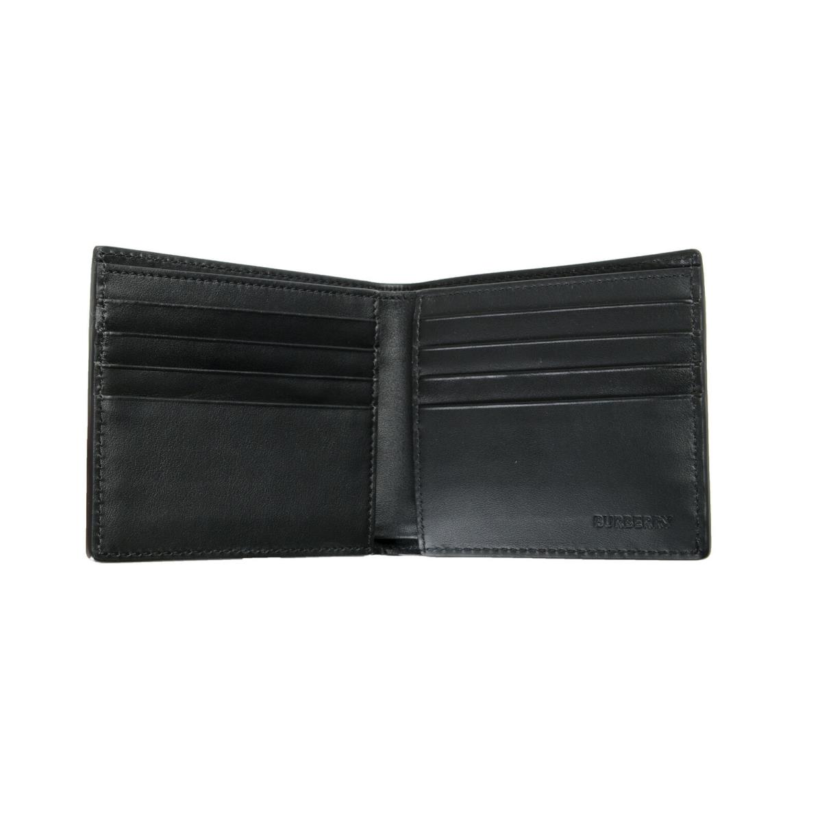 Burberry Men`s Black Logo Print Leather Bifold Wallet