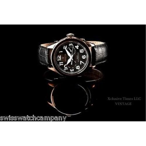 Invicta Men Vintage Swiss Isa Master Calender 18K Rose Gd IP Leather Strap Watch