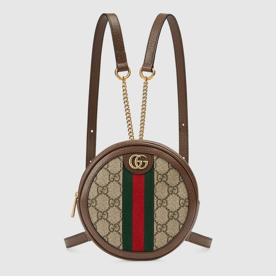 Gucci Ophidia Mini Backpack Shoulder Mini Round Beige Bag 598661