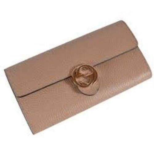 Gucci Interlocking Camelia Wallet Marmont Leather Silver Beige Soft Italy