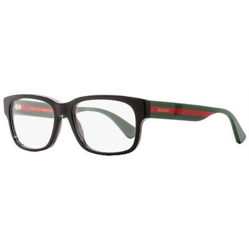 Gucci Rectangular Eyeglasses GG0343O 007 Black/green/red 57mm 0343