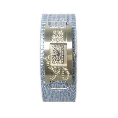 Guess Blue Python Leather Cuff Bracelet Band with Crystals WATCH-W85070L3