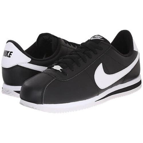 Nike Cortez Basic Leather Black White Classic Mens Shoes