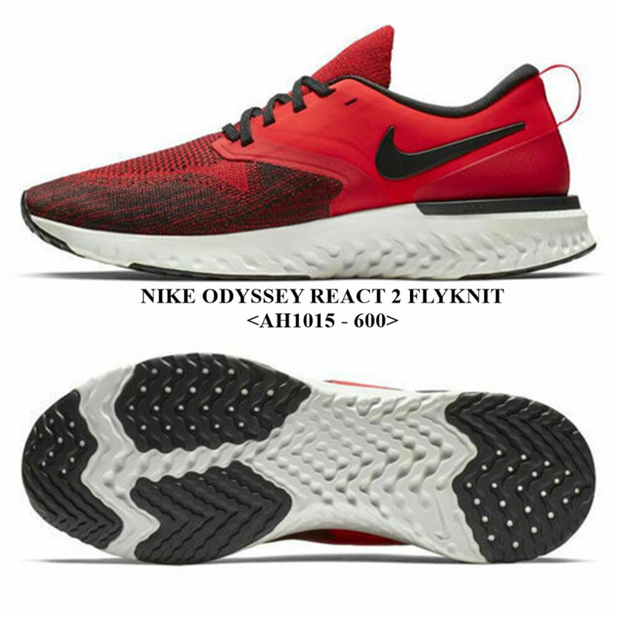Nike Odyssey React 2 Flyknit AH1015 - 600 Men`s Running Shoes.new - UNIVERSITY RED / BLACK , UNIVERSITY RED / BLACK Manufacturer