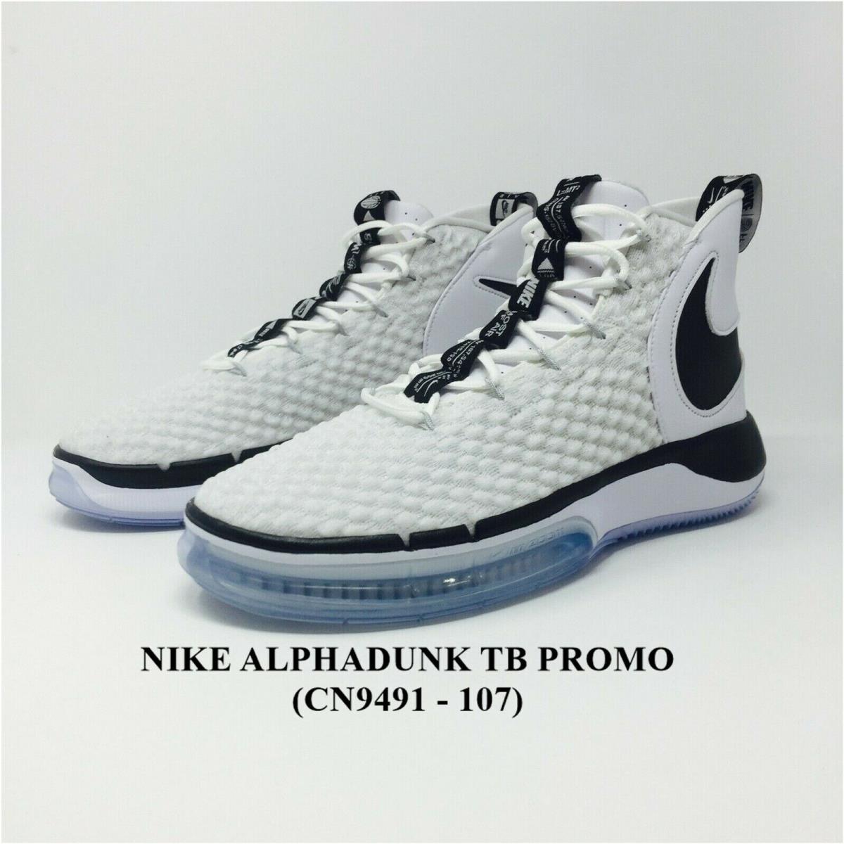 Nike Alphadunk TB Promo CN9491 - 107 Men`s Basketball Shoes.nwb NO Lid - WHITE/BLACK-BLACK , MULTI-COLOR / MULTI-COLOR Manufacturer