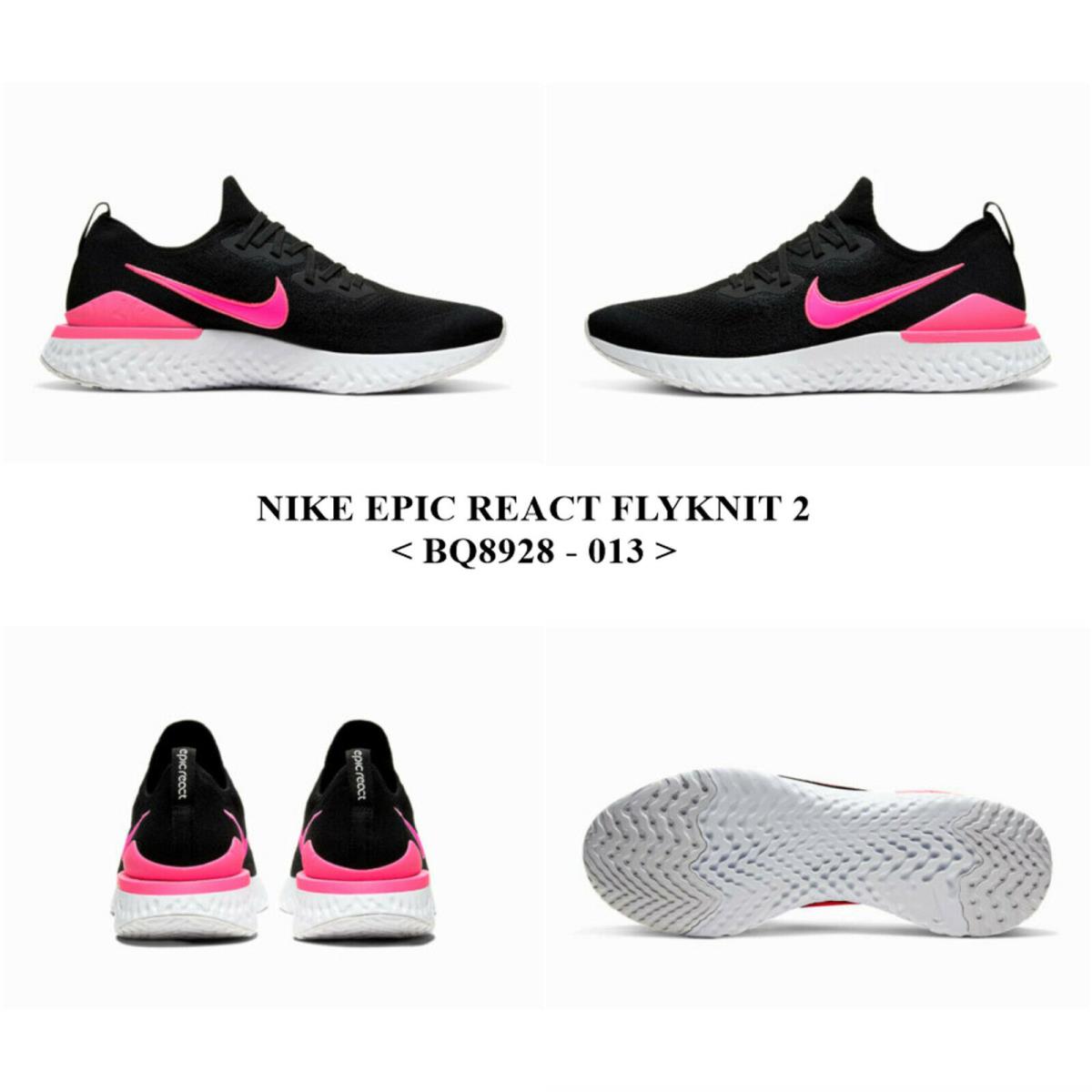 Nike Epic React Flyknit 2 BQ8928 - 013 Men`s Running Shoes.nwb NO Lid - BLACK/BLACK-PINK BLAST-WHITE , BLACK/BLACK-PINK BLAST-WHITE Manufacturer