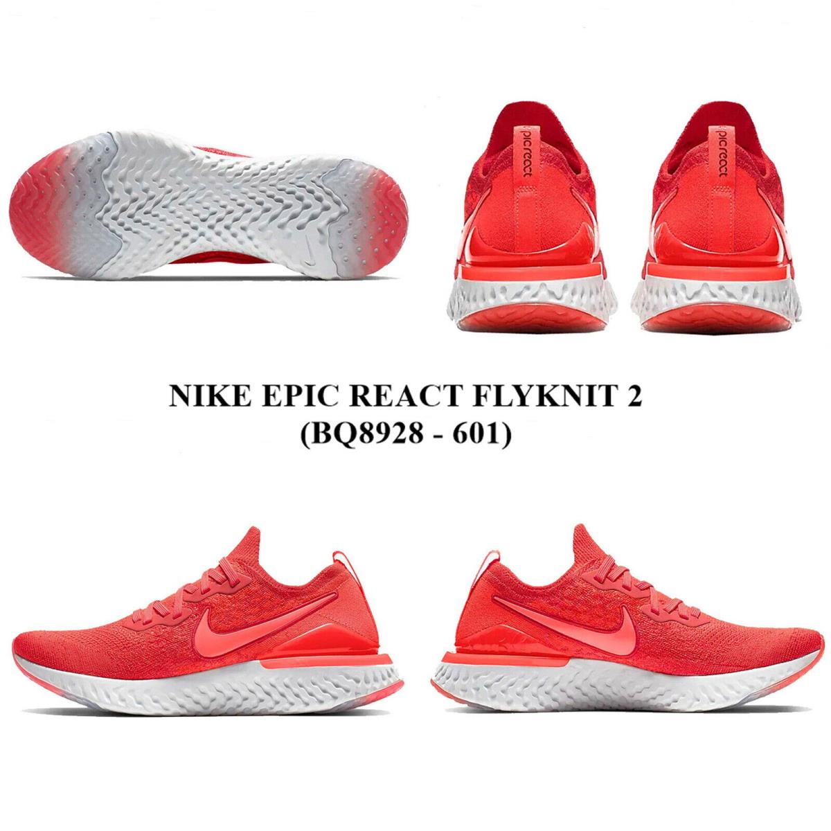 Nike Epic React Flyknit 2 BQ8928 - 601 Men`s Running Shoes. NO Lid - CHILI RED / BRIGHT CRIMSON , CHILI RED / BRIGHT CRIMSON Manufacturer