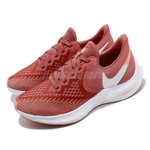 Nike Wmns Air Zoom Winflo 6 Light Redwood White Womens Running Shoes AQ8228-800 - Red