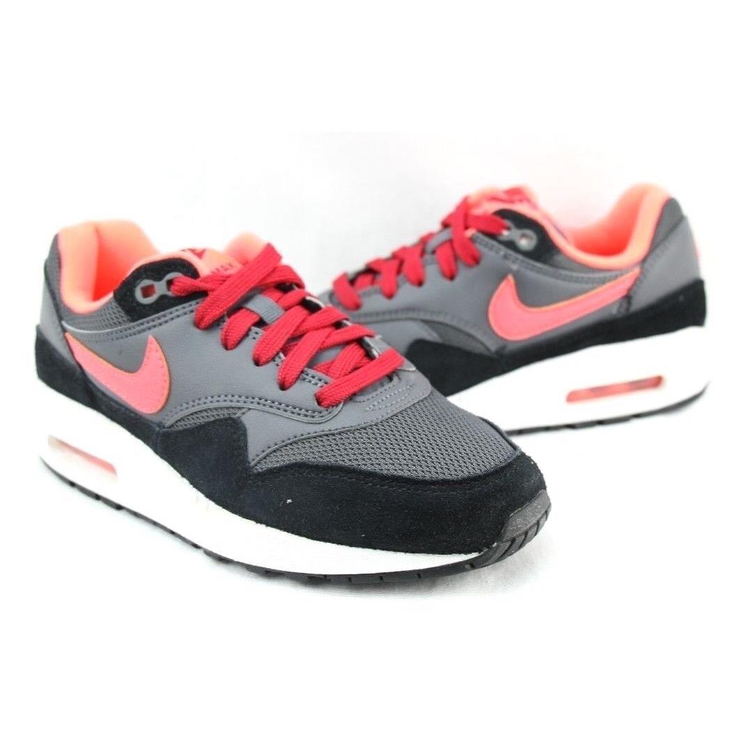 Nike Youth Shoes Air Max 1 GS 555766-044 Youth Sizes: 3.5 4 4.5 Available - Drk grey/hot lava-gym red-blk